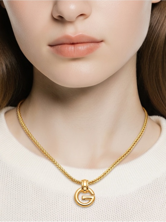 Givenchy Jewelry - Givenchy Gold Plated G Pendant Necklace Rhinestone Logo